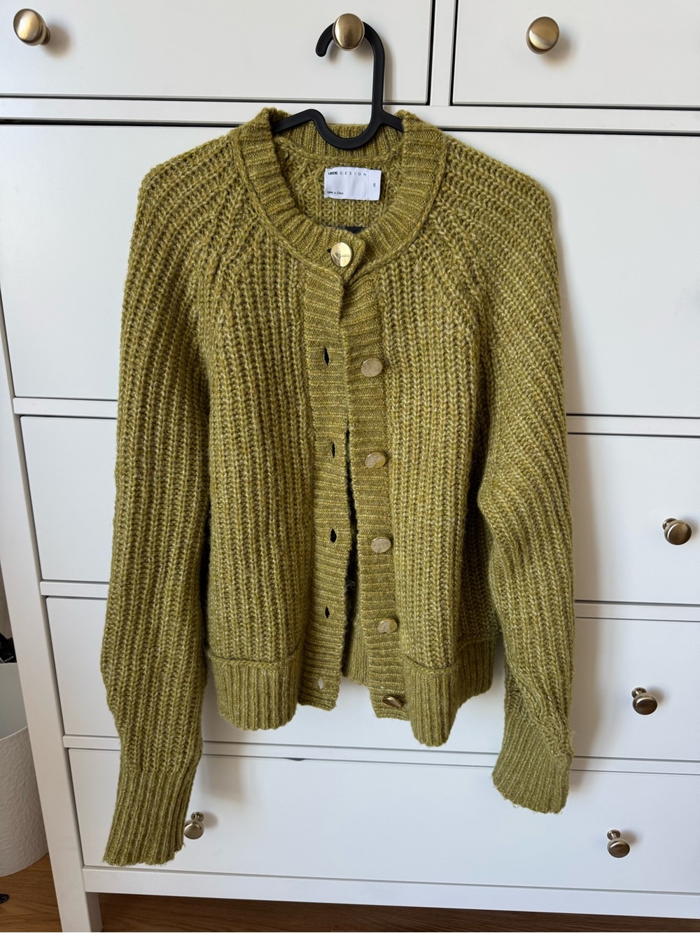 ASOS Olive Green Ribbed Button-Front Cardigan